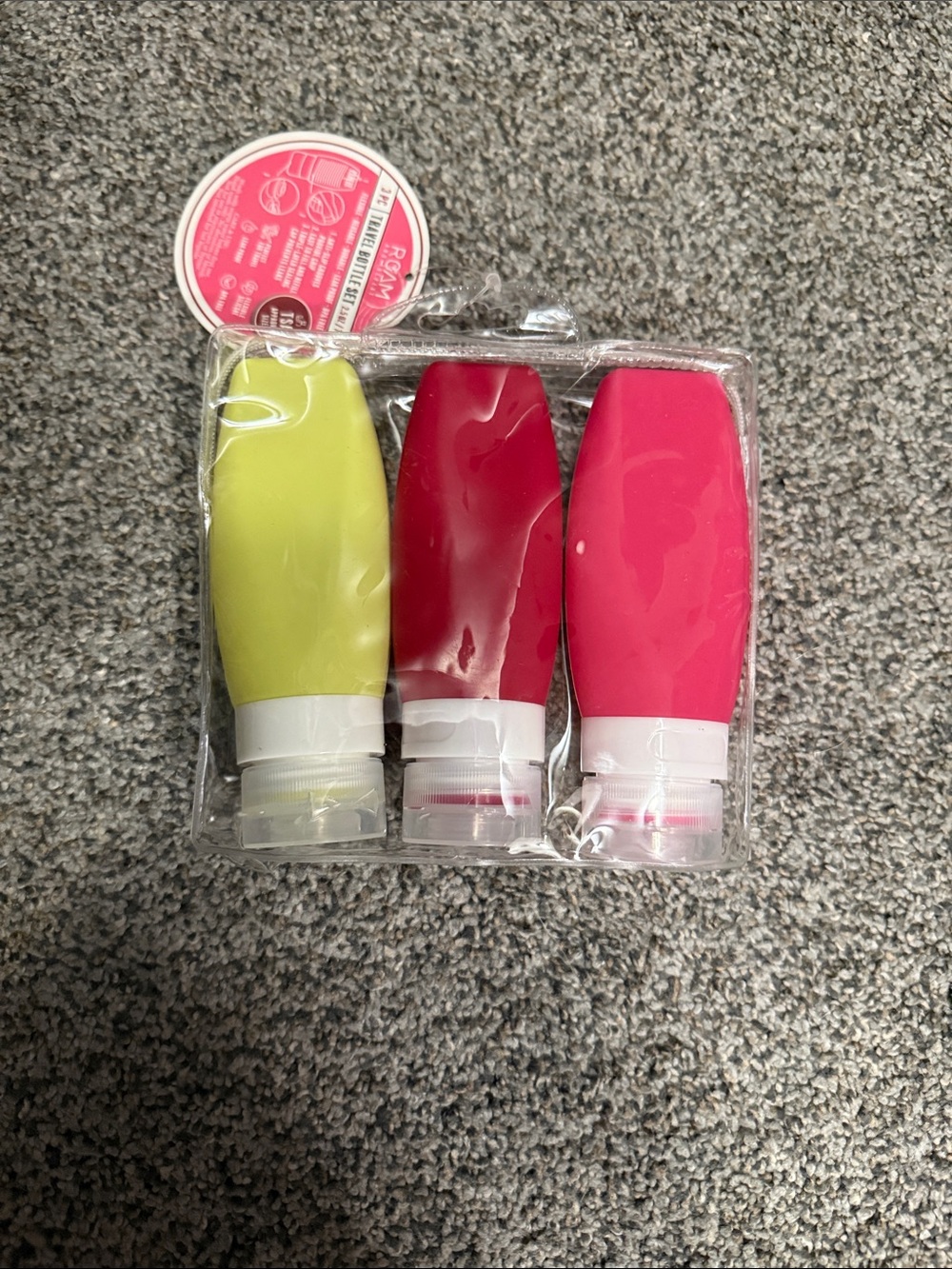 Free with $15 purchase!! TSA approved travel bottle set.